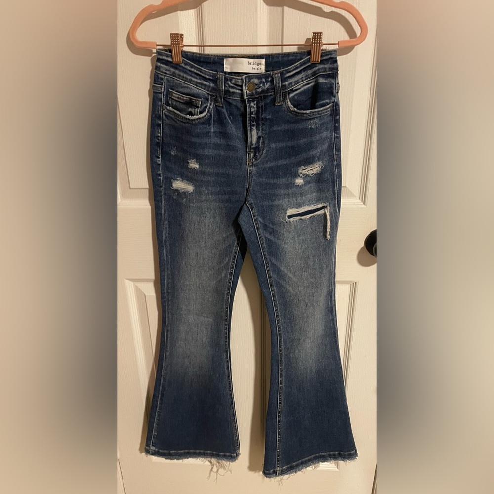 Buckle Distressed Blue Jeans